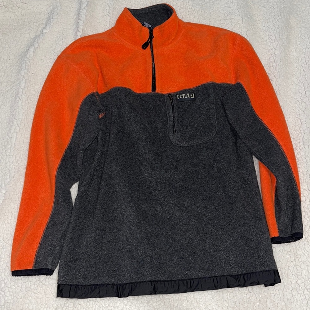 GAP Youth XXL 1/4 Zip Jacket Orange & Gray